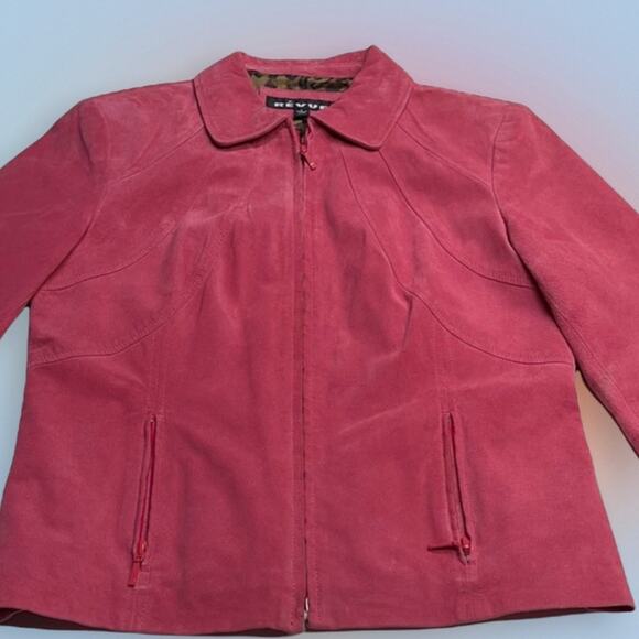 REVUE Womens Small Pink Leather Suede Jacket - Picture 1 of 5